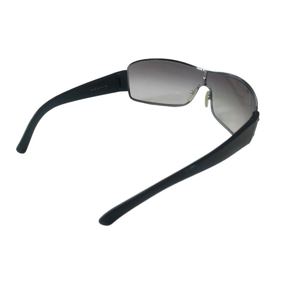(SOLD) Prada Black Silver Shield Tinted Sunglasses Unisex SPS 52E 5AV-5D1 125 - Picture 11 of 16